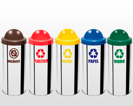 Lixeiras para coleta seletiva em inox